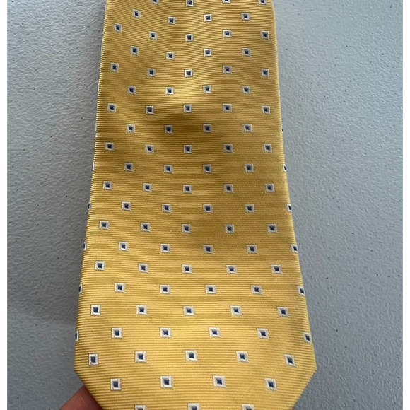 Lauren Ralph Lauren Necktie Men's Silk Blend Yellow Blue Geometric 58” x 3” - Picture 1 of 7